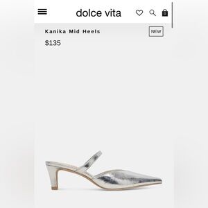 NEW IN BOX Dolce Vita KANIKA Mid Heels, Silver, Size 9.5, 2.3” heel